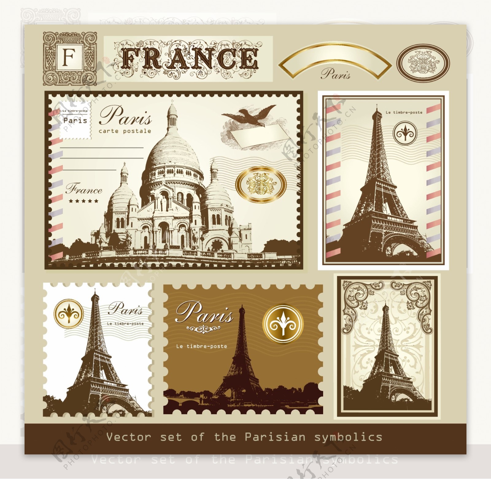 外国建筑风景邮票