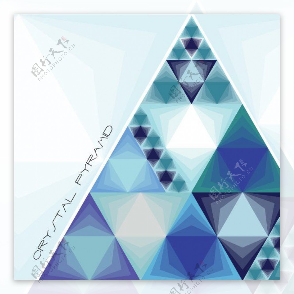 蓝色三角形水晶金字塔
