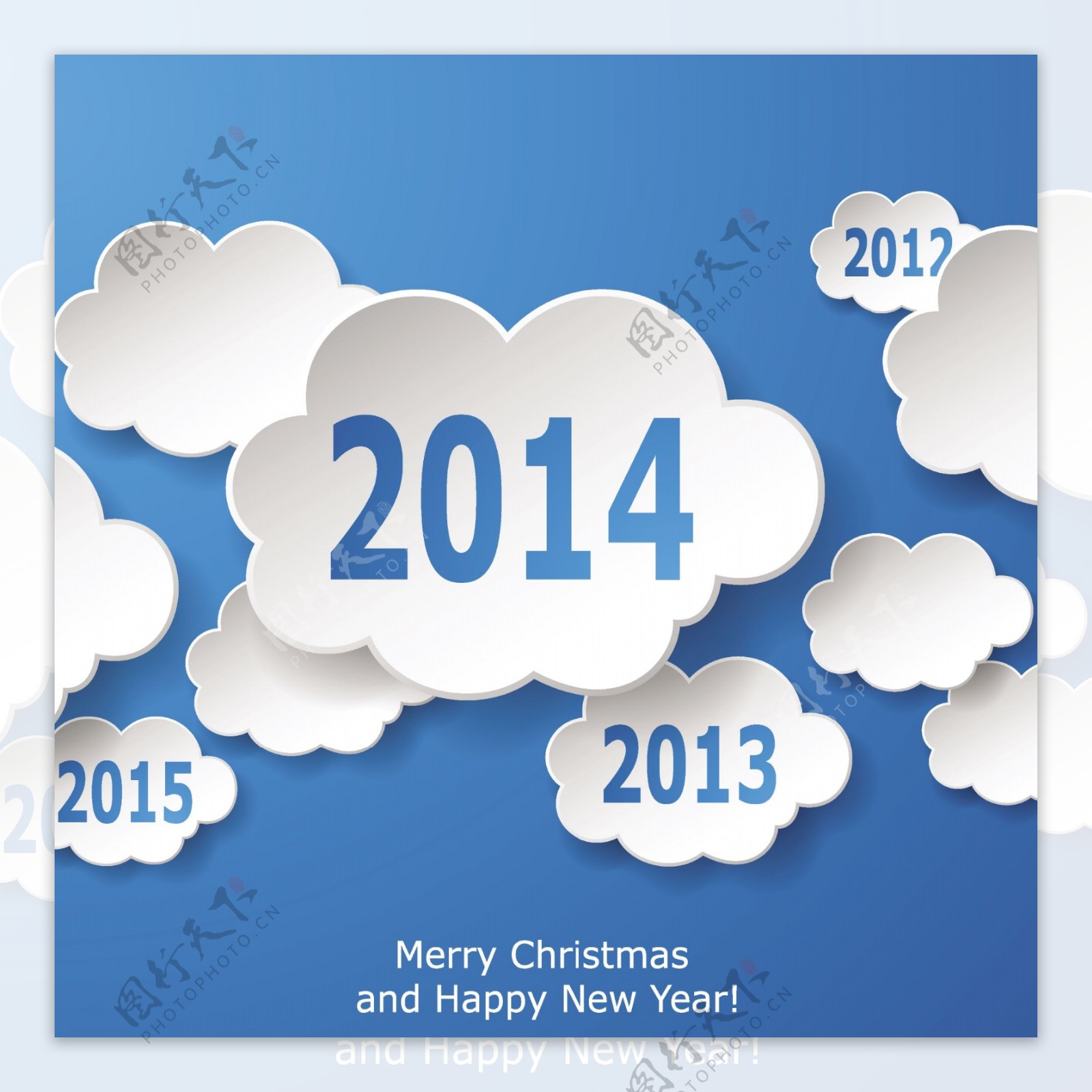 年分云朵2014新年快乐背景
