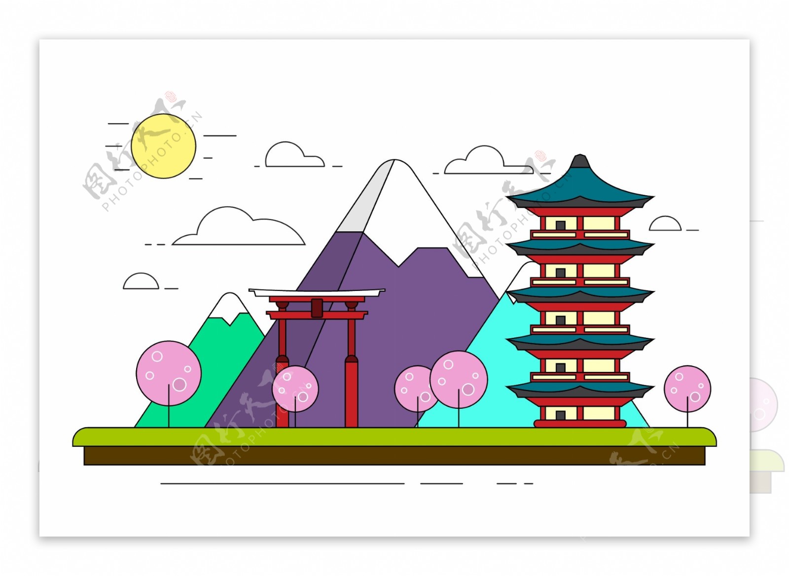 免费日本景观插画