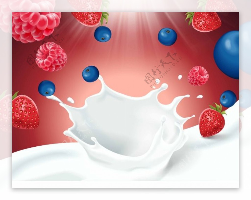美味的水果牛奶插画