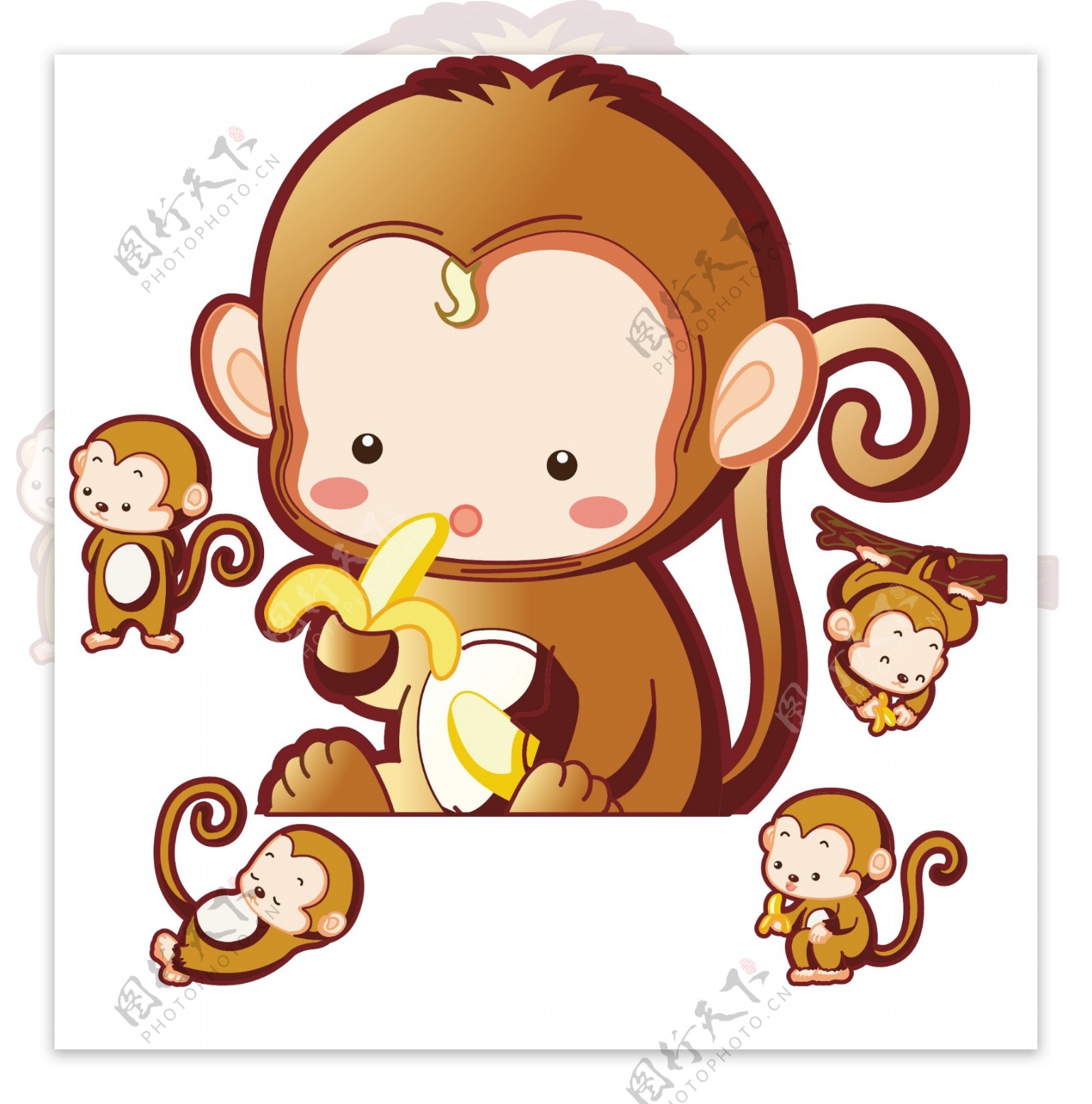 香蕉猴子插画
