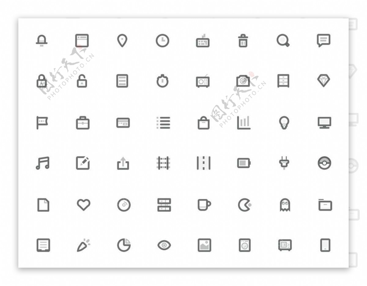 黑色线性图标sketch素材