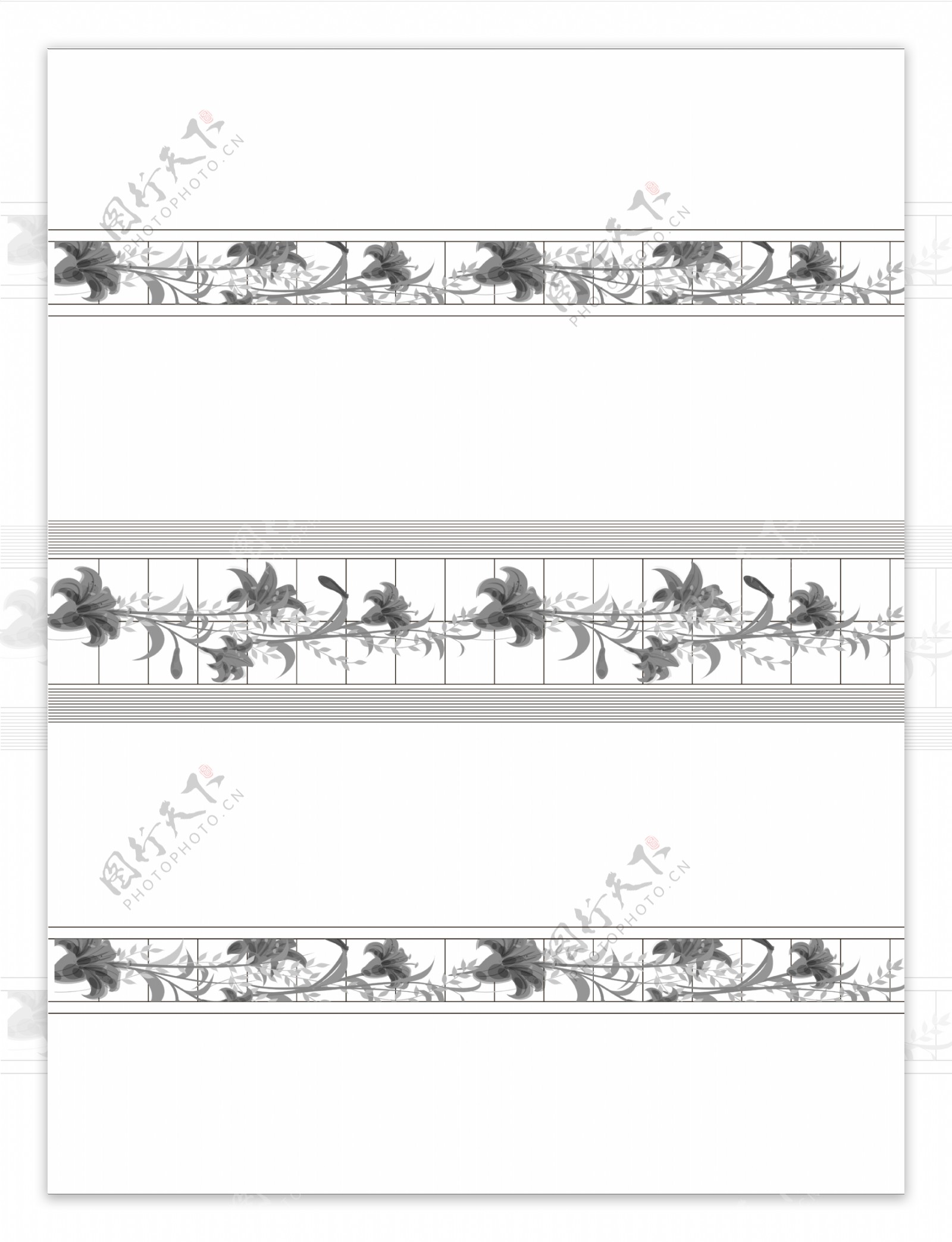 素雅花纹室内移门创意画