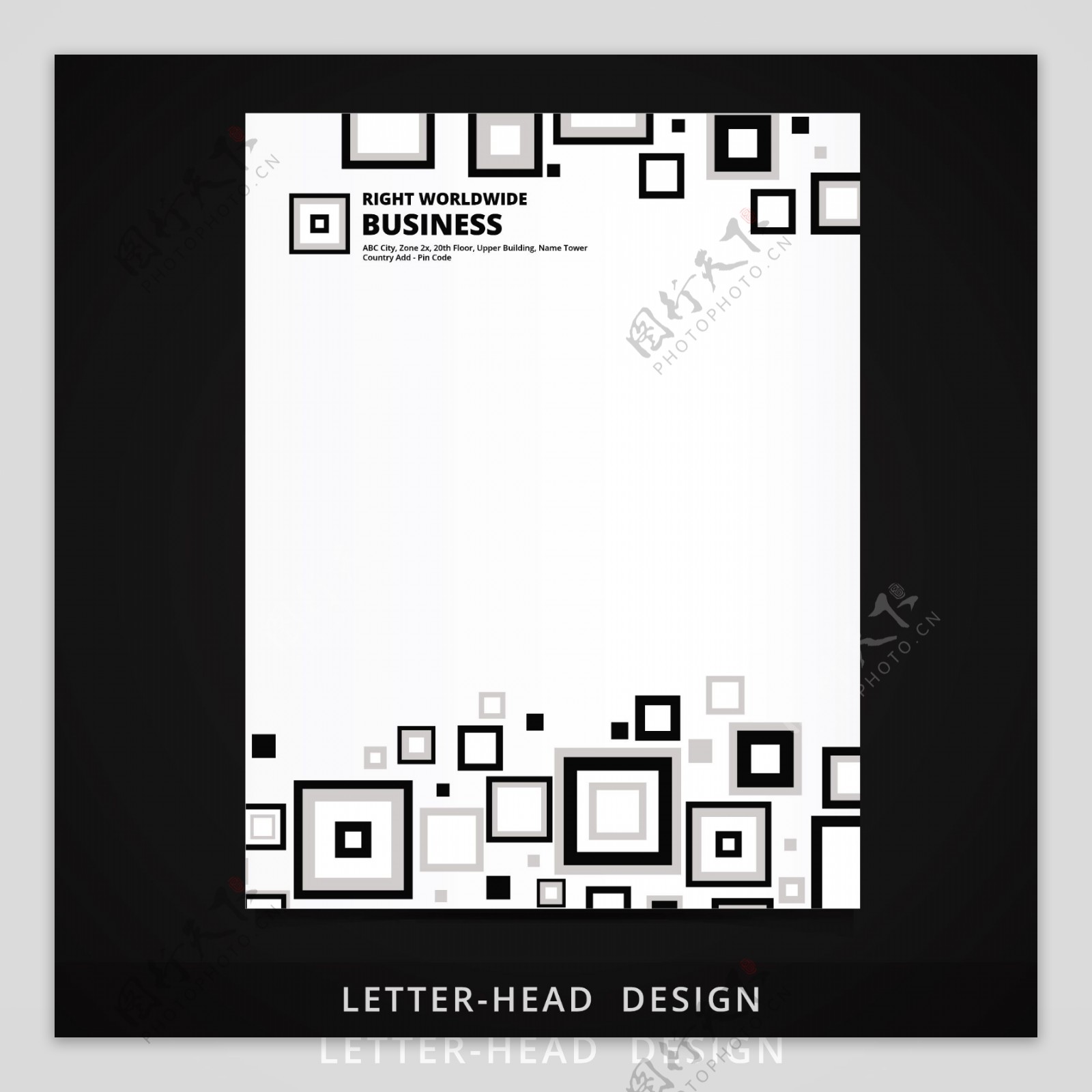 方形元素信纸设计