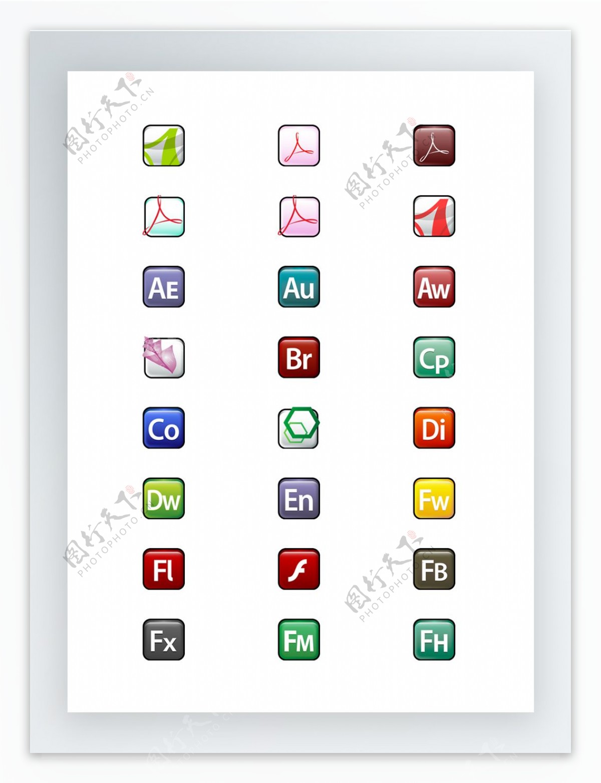 Adobe家族产品标志图标集