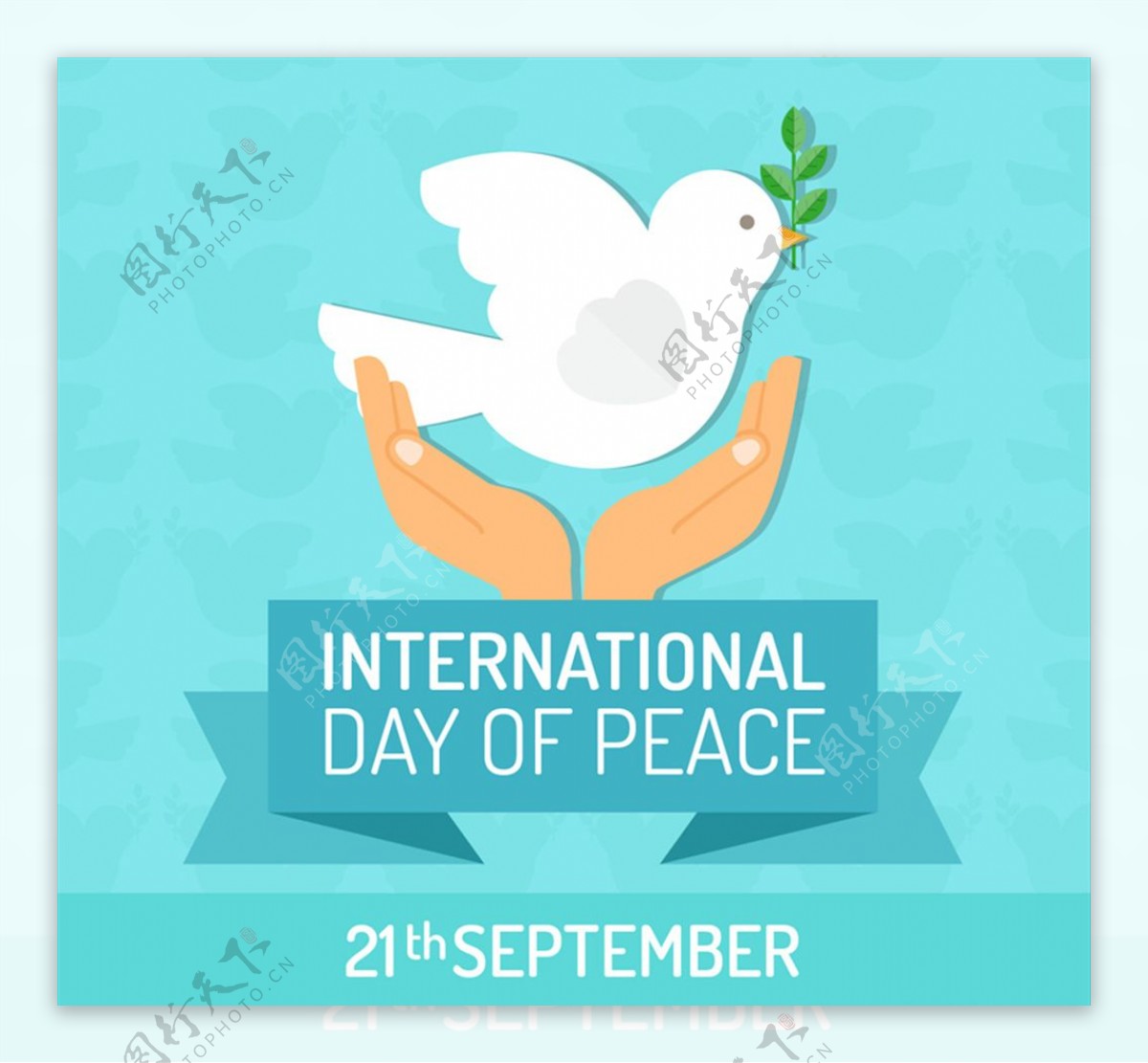 创意国际和平日手捧白鸽贺卡