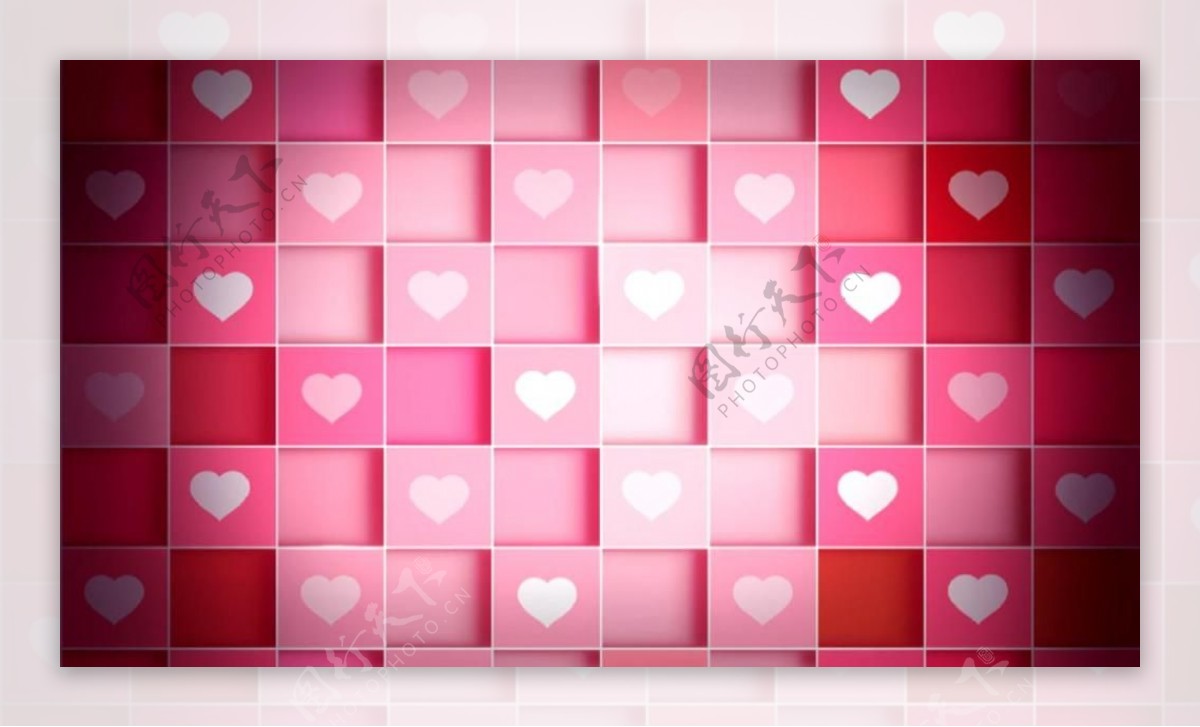 浪漫梦幻粉色爱心格子方框动态视频素材