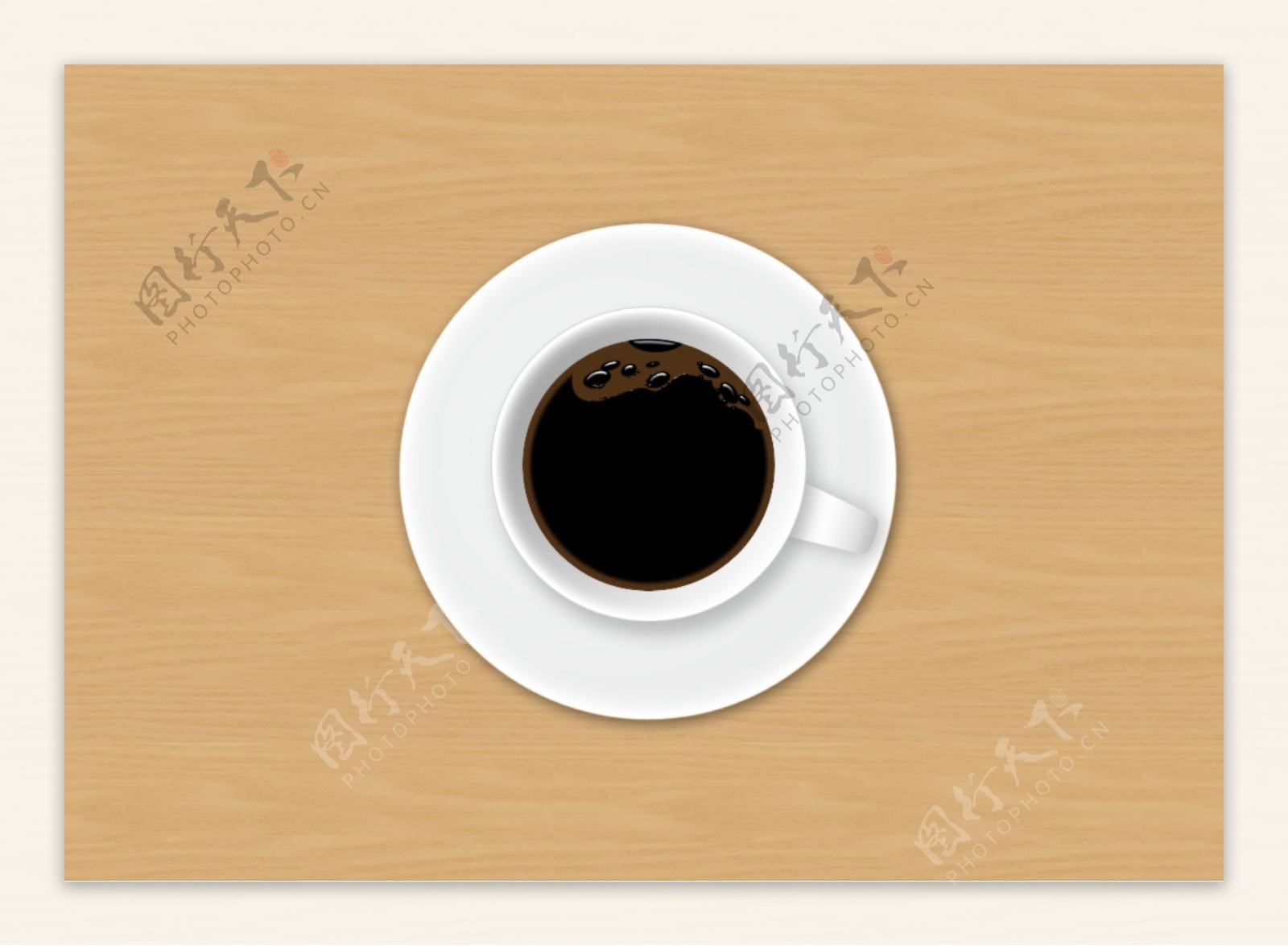 木桌上的咖啡杯图设计