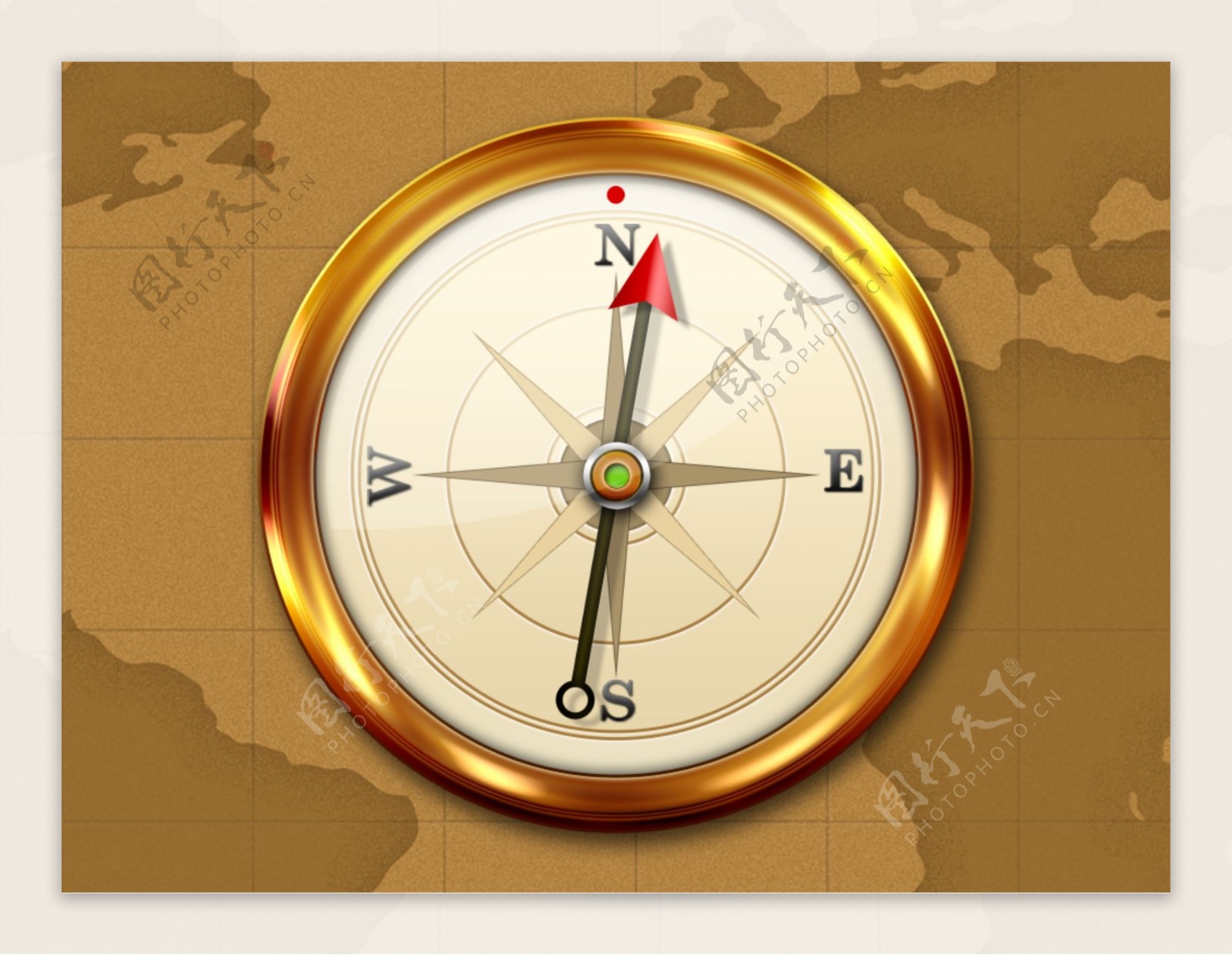 金色金属指南针图标设计