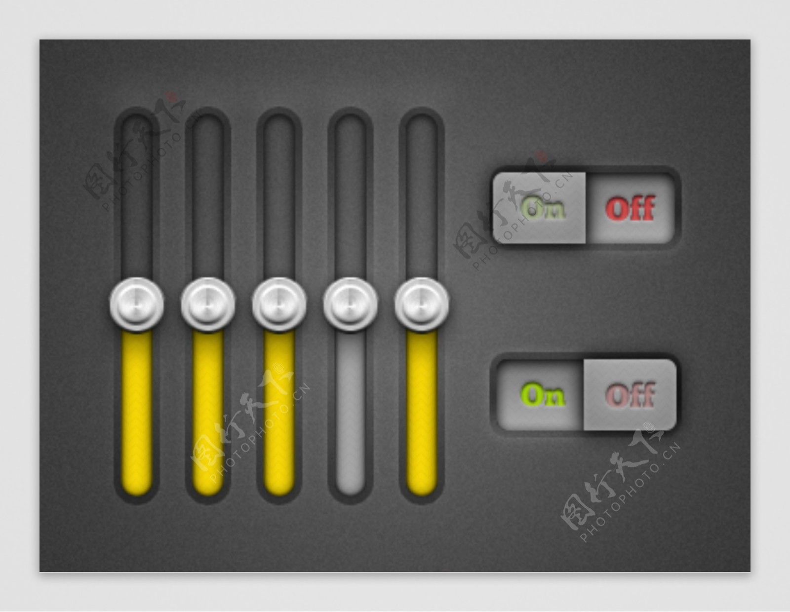 黄色进度条滑块开关按钮设计