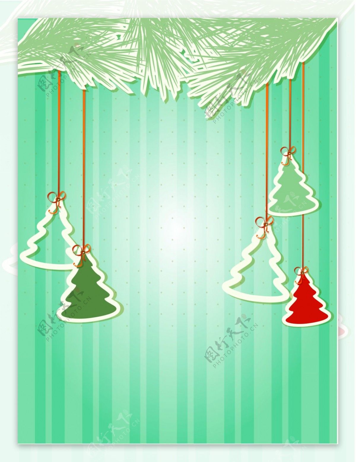 竖条纹悬挂圣诞树矢量背景素