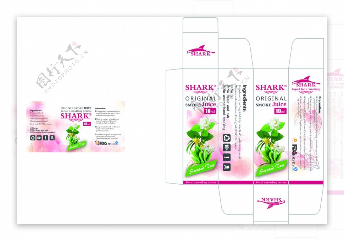 SHARK鲨鱼花茶包装模版