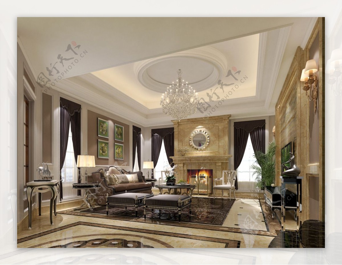 欧式风格豪华客厅效设计效果图