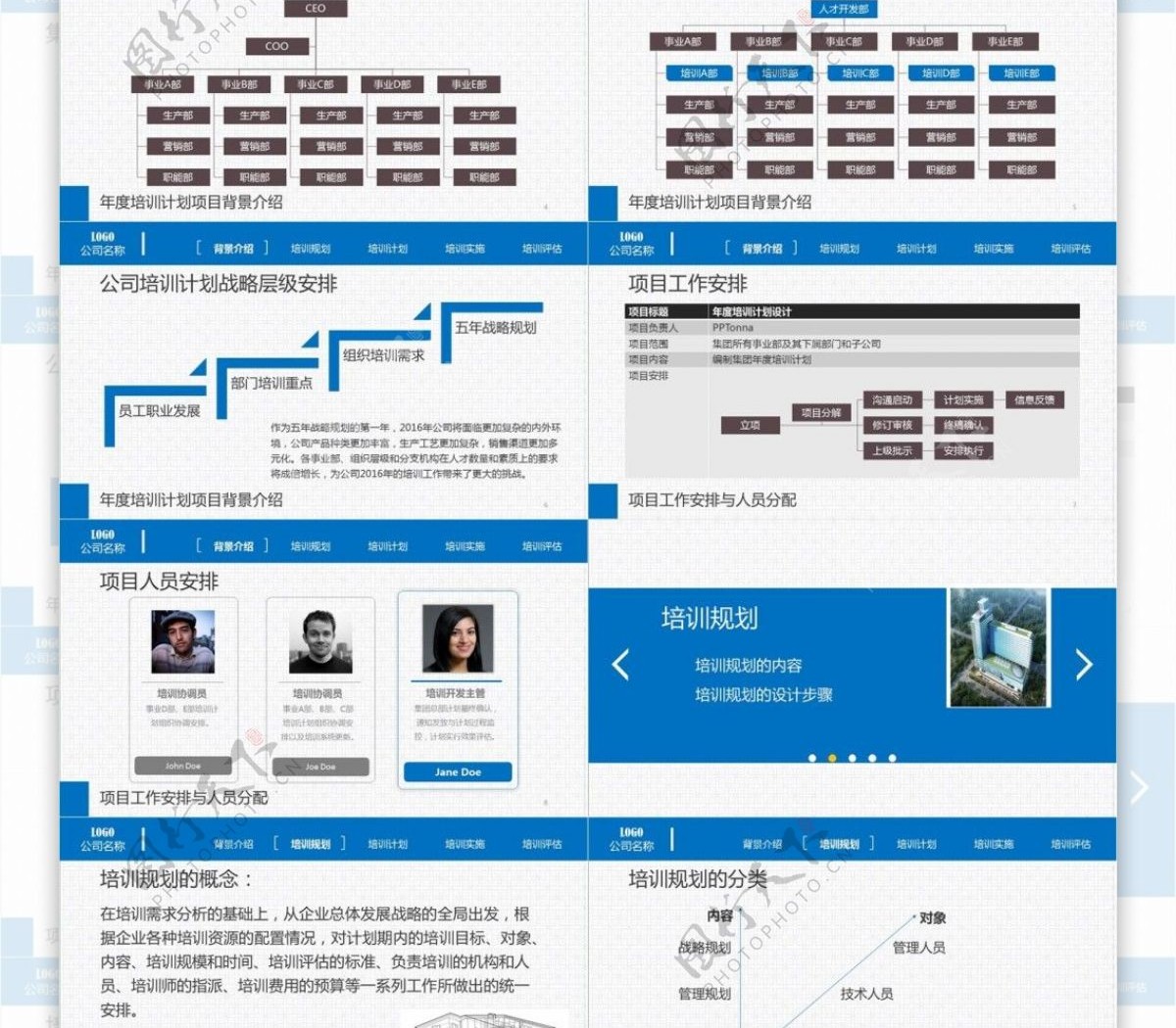 蓝色企业员工教育培训动态PPT模板