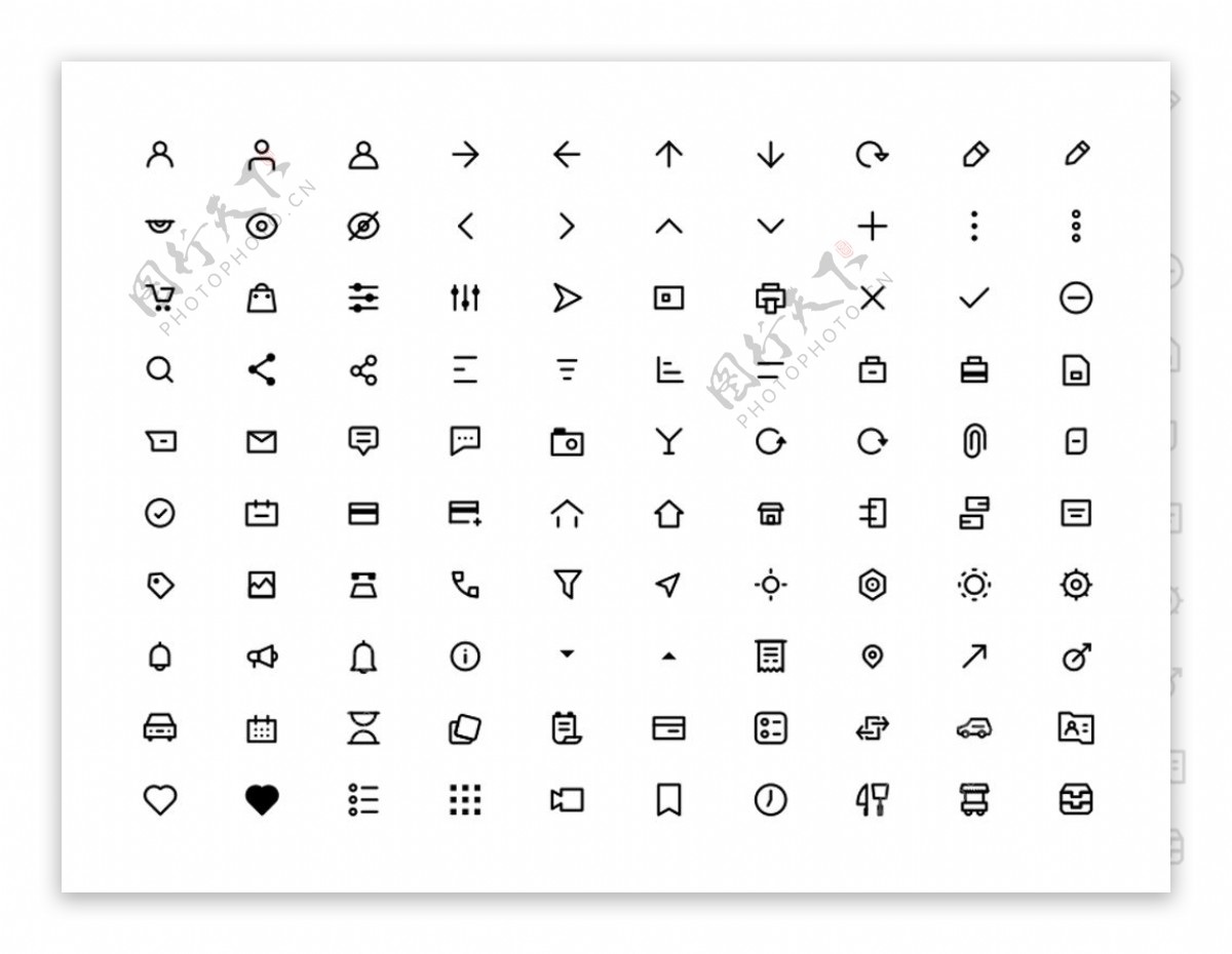 100枚基础icon图标Sketch素材