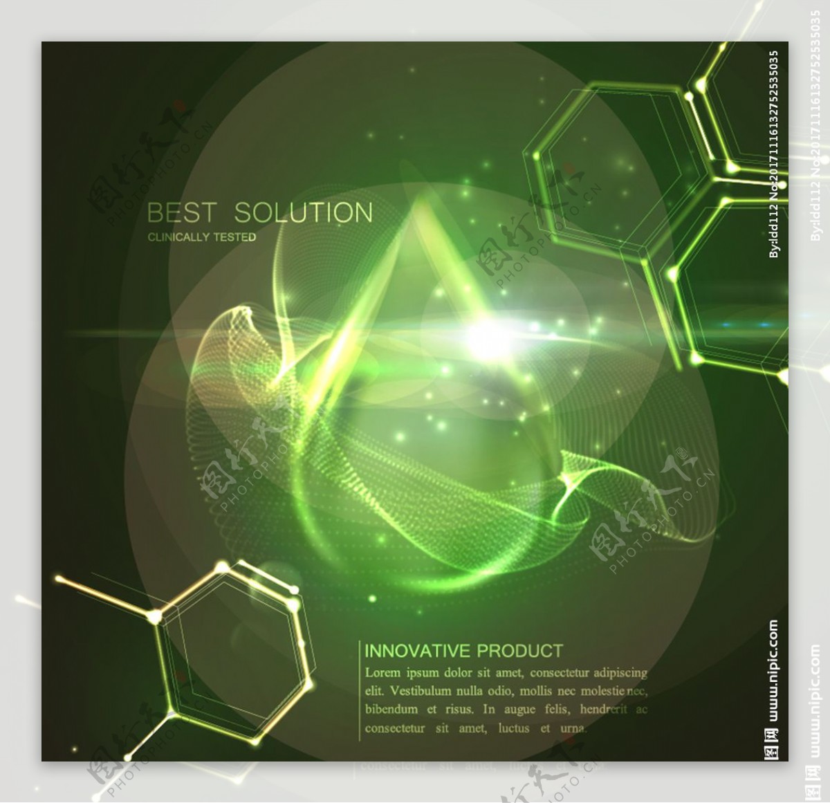 绿色分子结构水滴光效科技背景