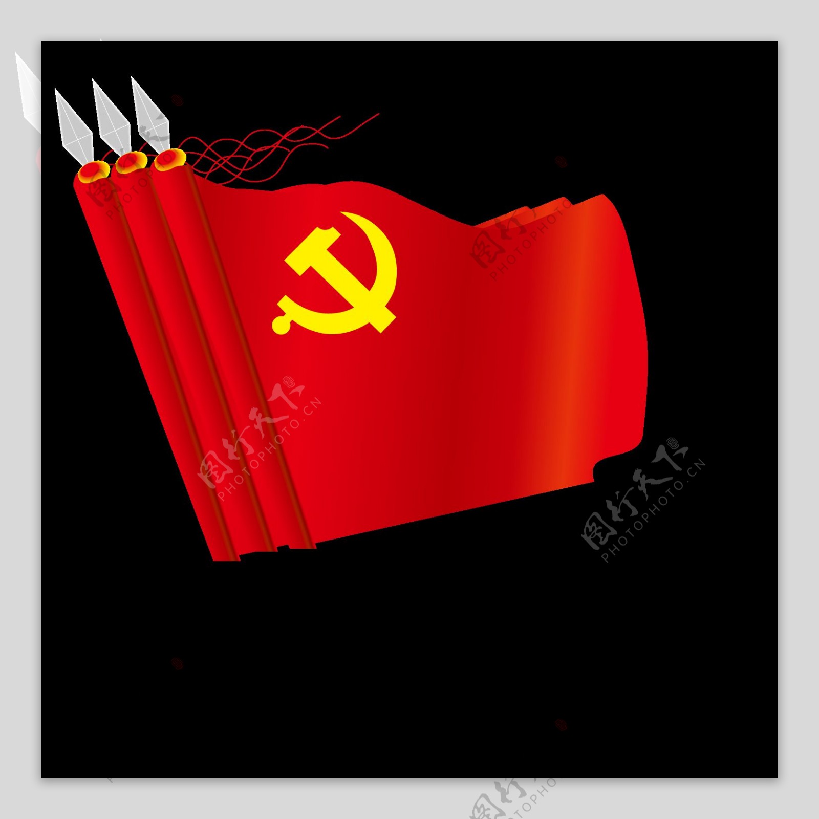 抽象红色党旗元素图