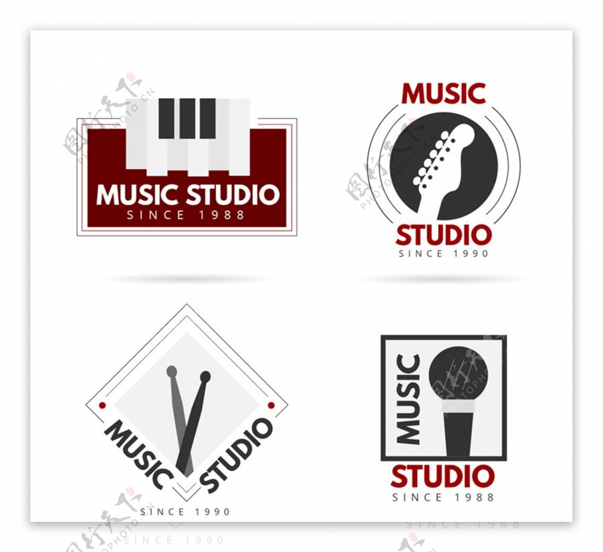 4款时尚音乐工作室标志矢量图