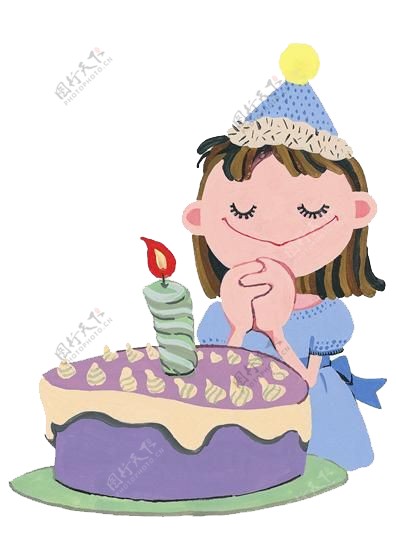 手绘卡通生日蛋糕素材图片