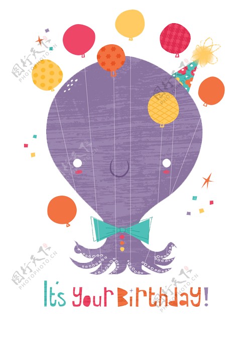 紫色水母气球素材图片