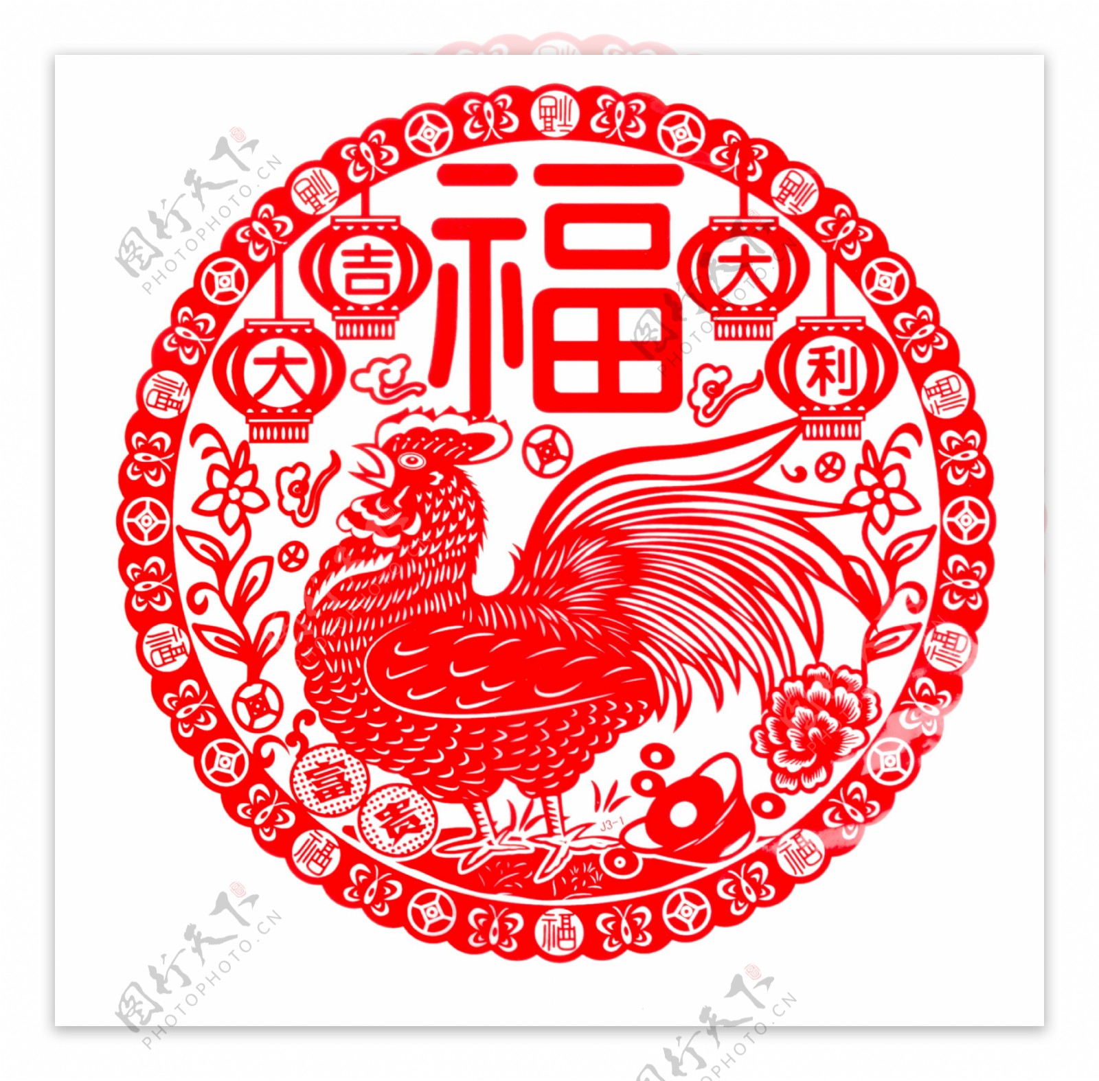 中国风鸡年福字元素