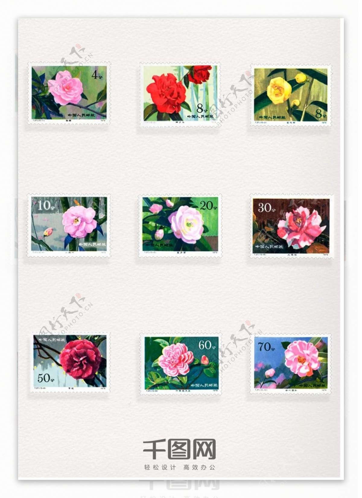 蔷薇图案邮票元素装饰