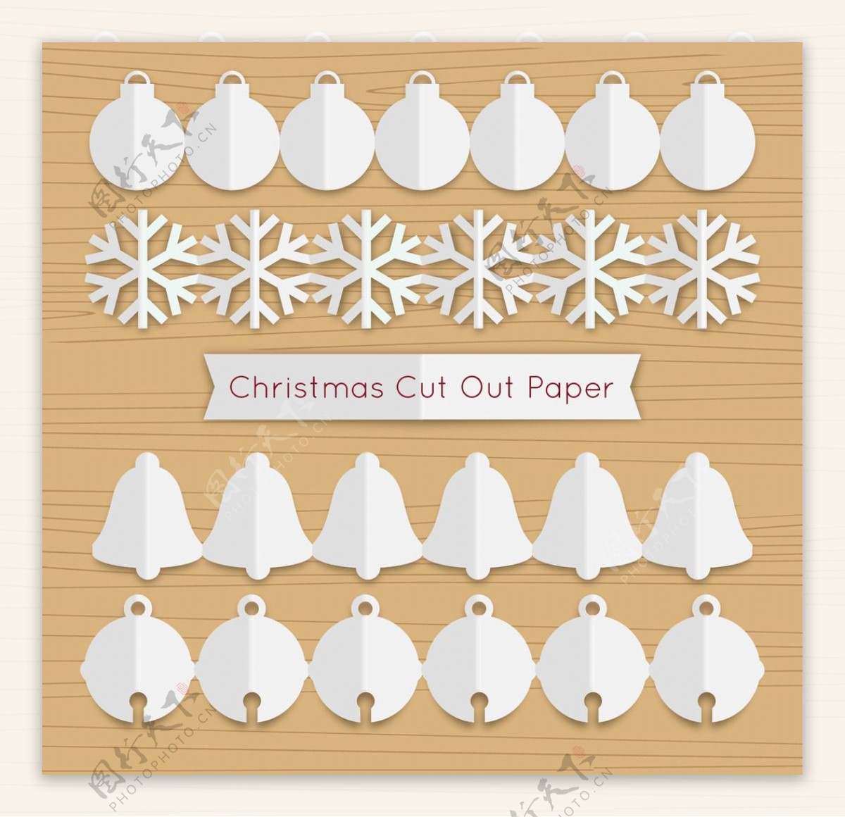 圣诞雪花剪纸卡片