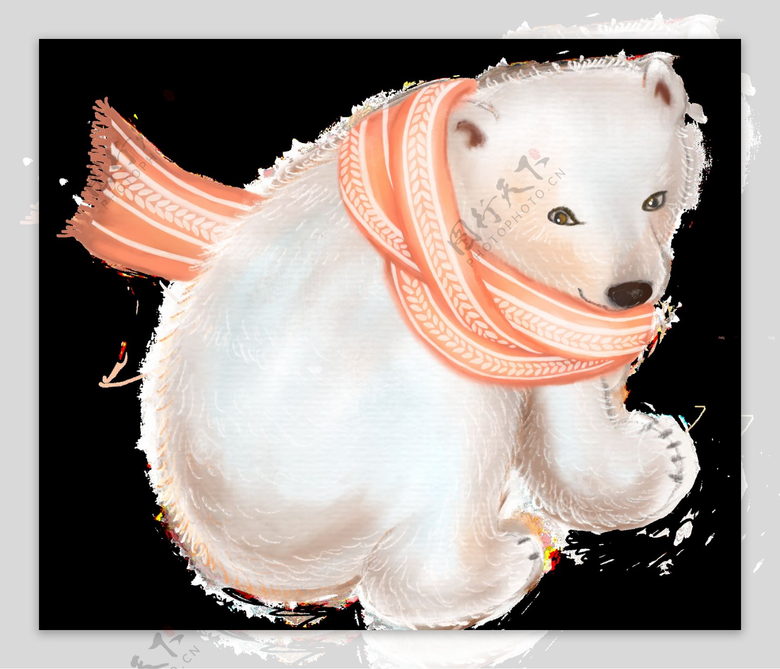 萌系北极熊卡通透明素材
