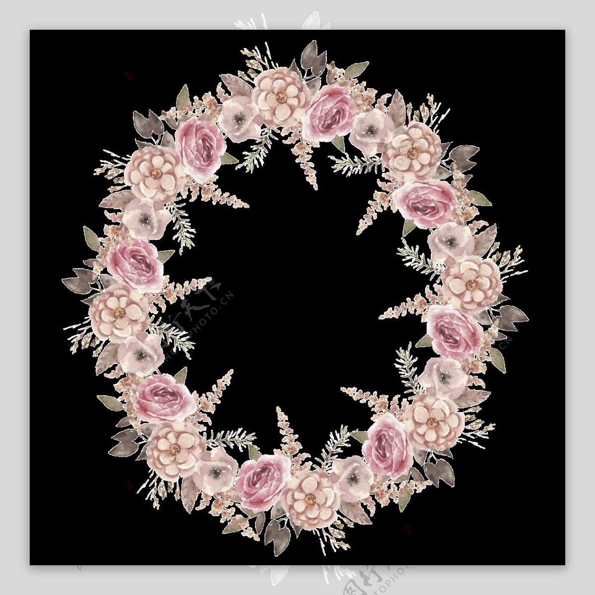 粉色婚礼花环透明素材