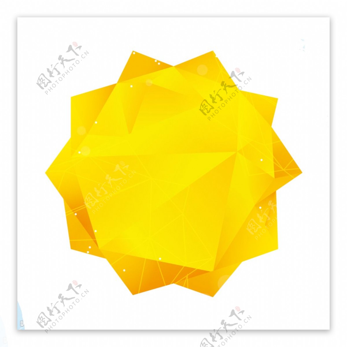 黄色几何体png元素素材