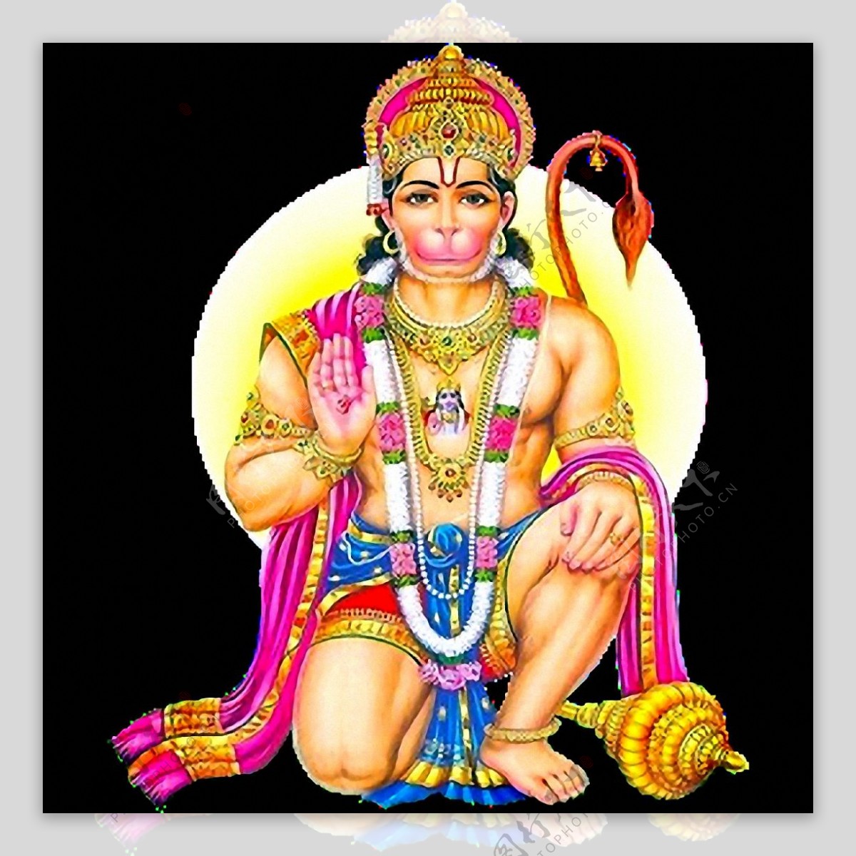 彩色手绘印度猴神免抠png透明素材