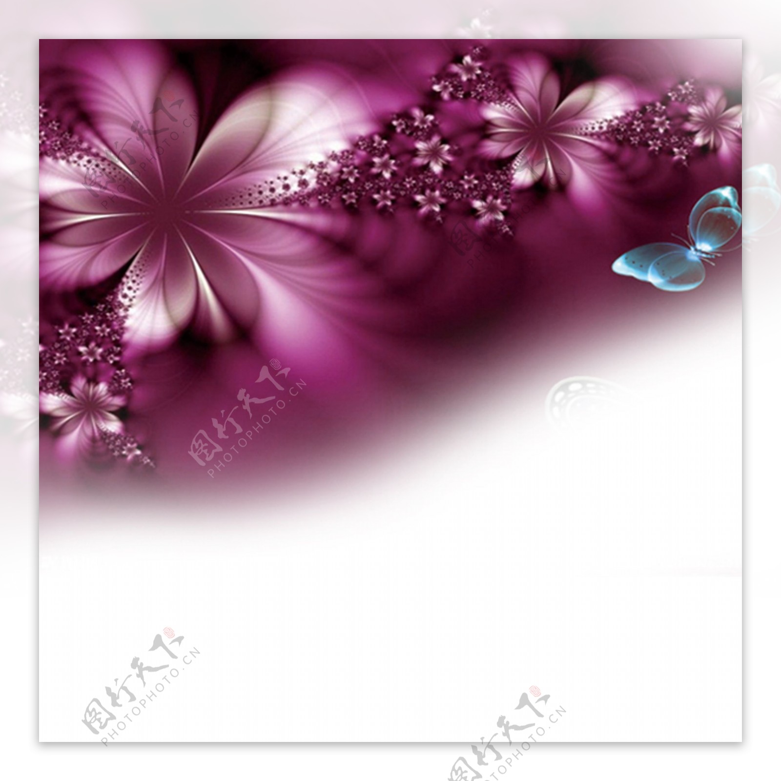 紫色蝴蝶背景手绘制作