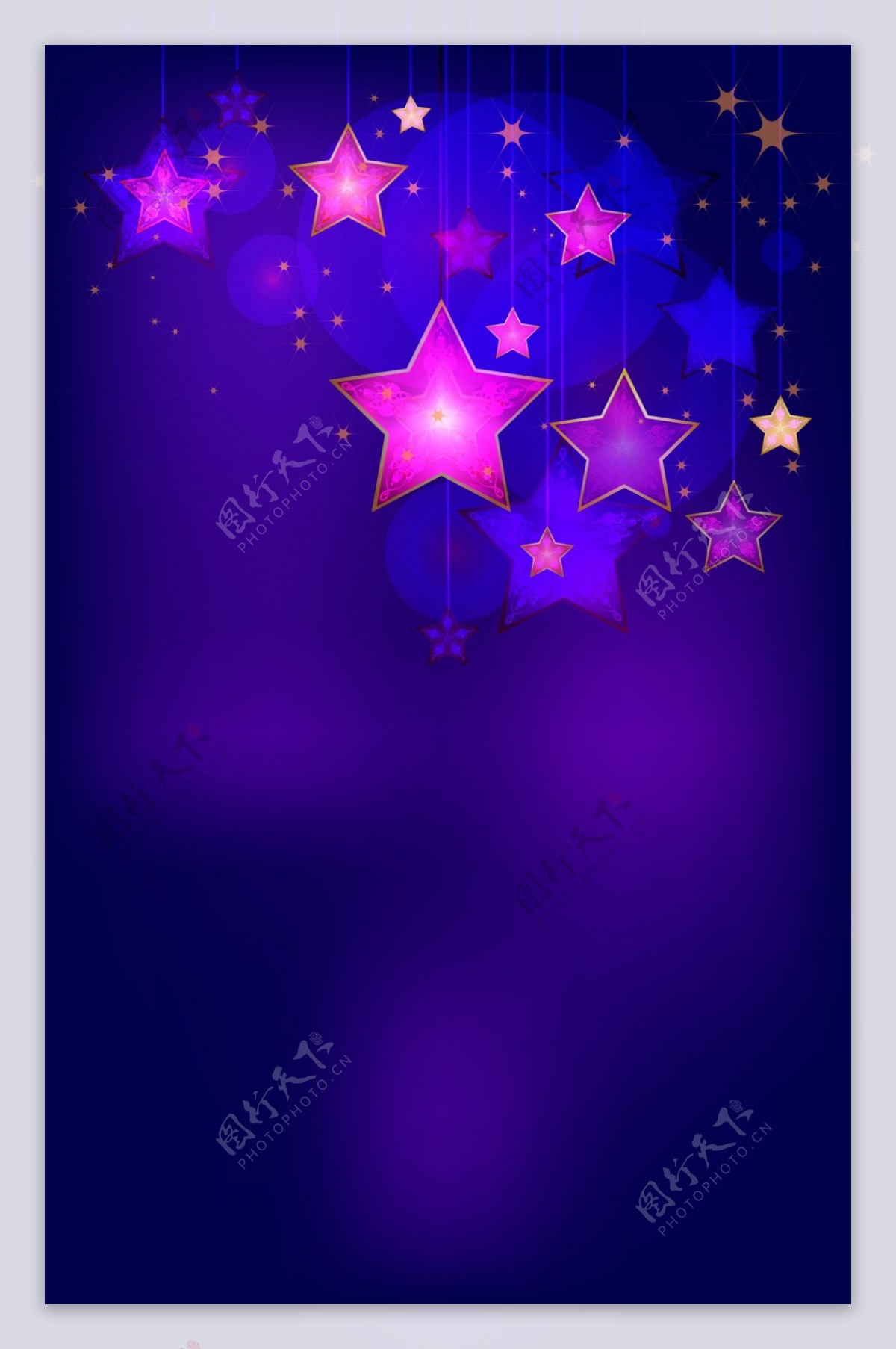 紫色梦幻五角星背景素材