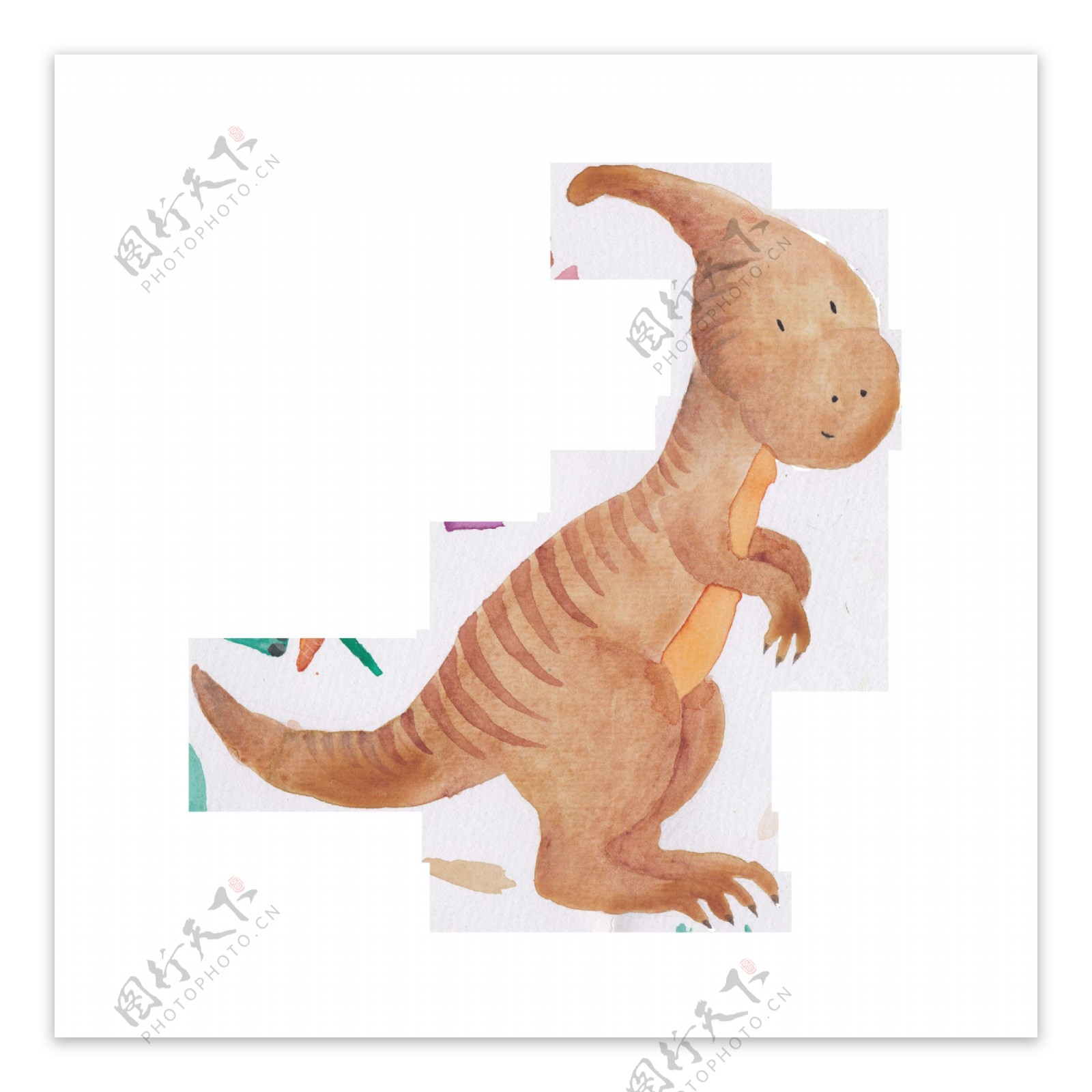 手绘棕色卡通恐龙透明素材