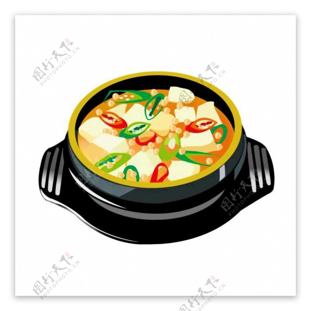 豆腐辣椒砂锅素材图片
