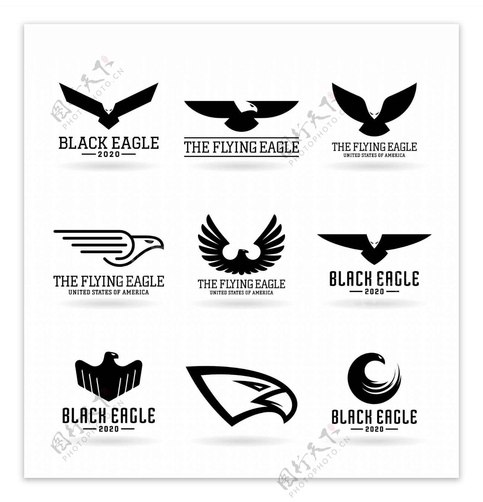 黑色抽象猎鹰logo矢量素材
