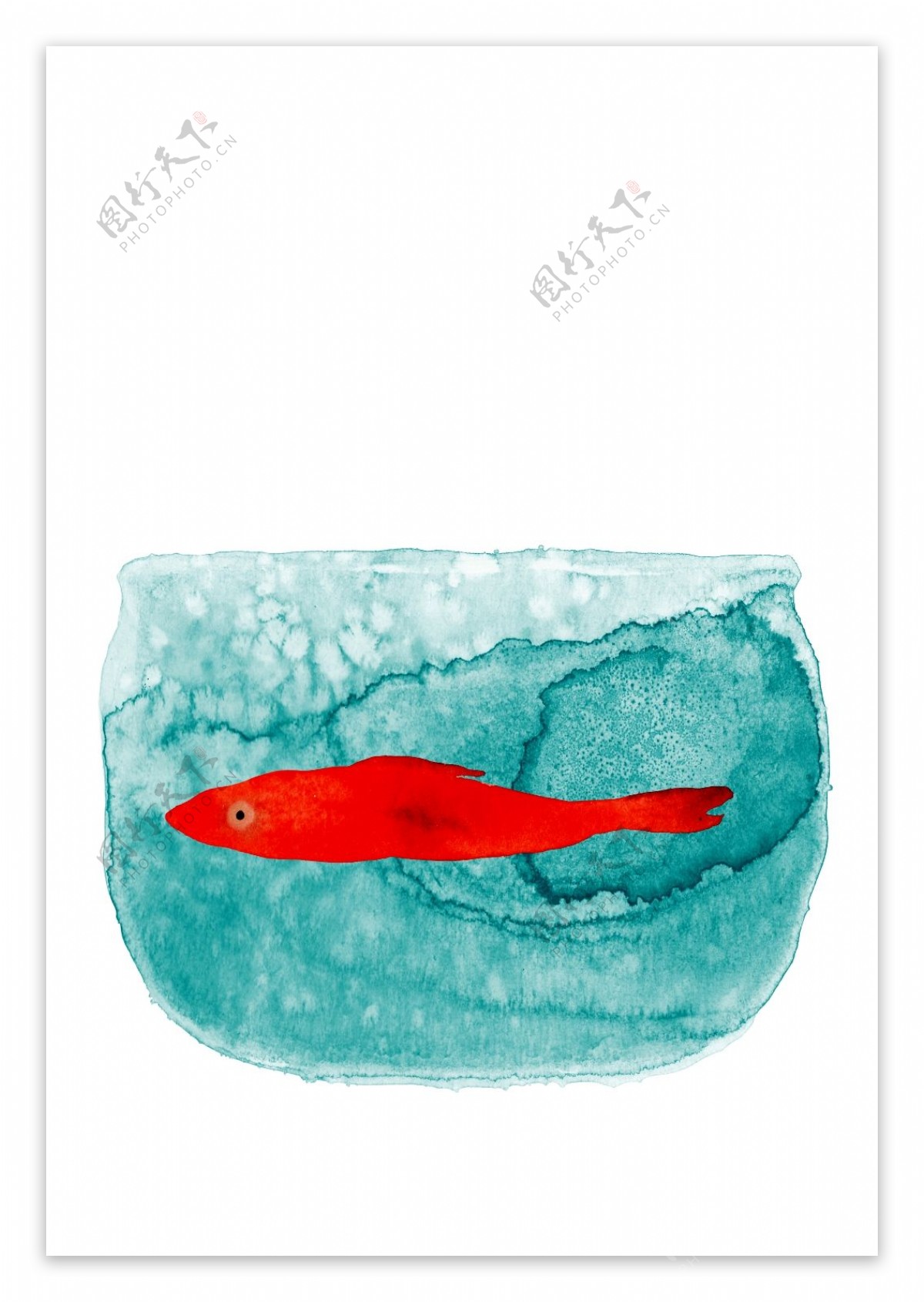 手绘彩绘鱼在鱼缸中游