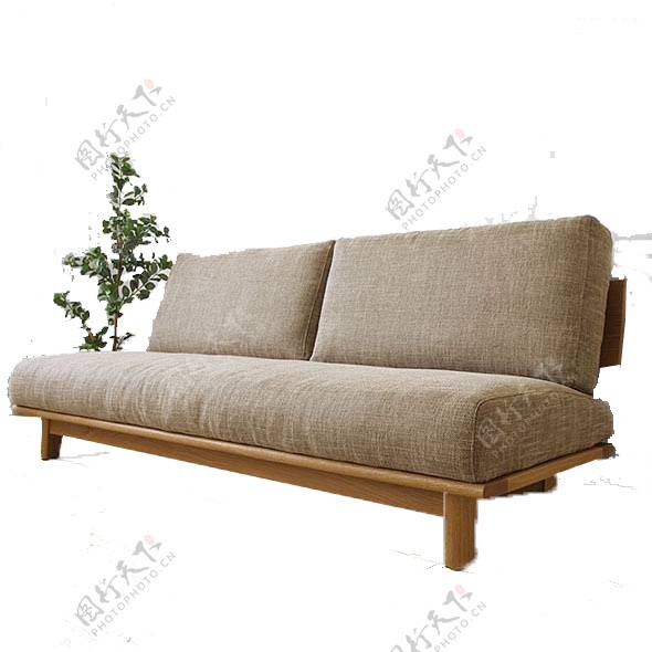 灰色沙发床植物素材图片