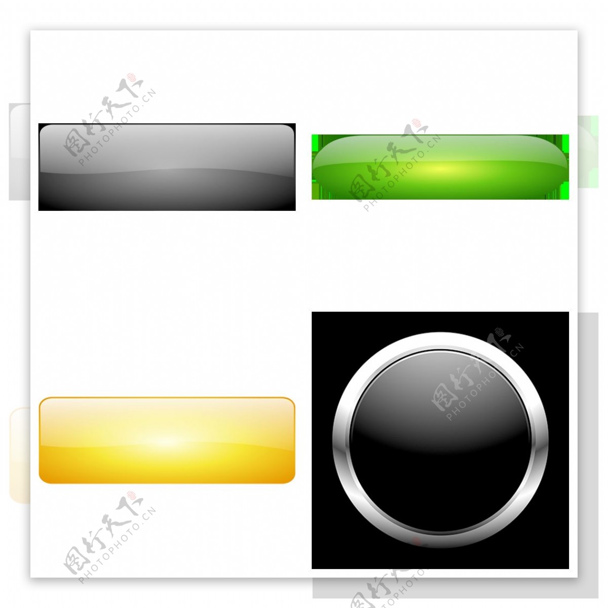 四个漂亮的按钮免抠png透明图层素材图片_生物静物_设计元素-图行天下素材网
