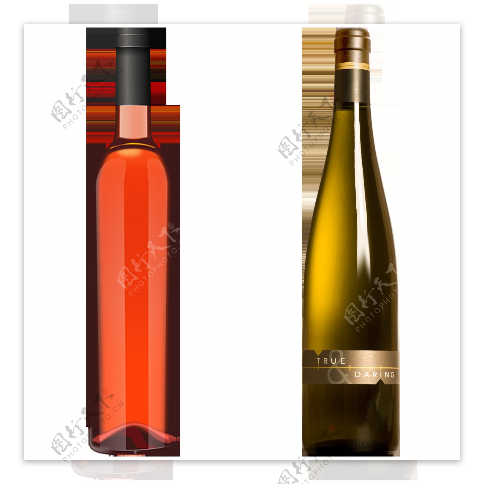 两瓶葡萄酒免抠png透明图层素材