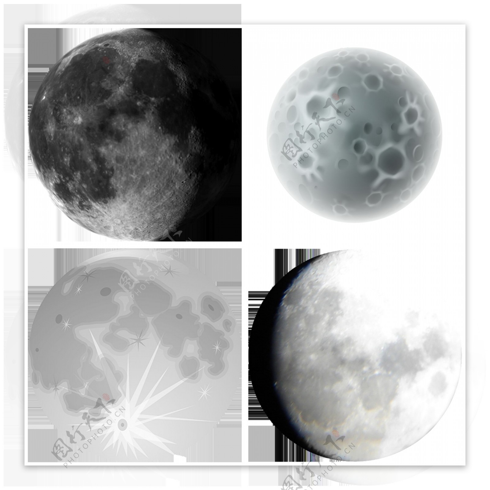 圆形各种形态月球免抠png透明图层素材