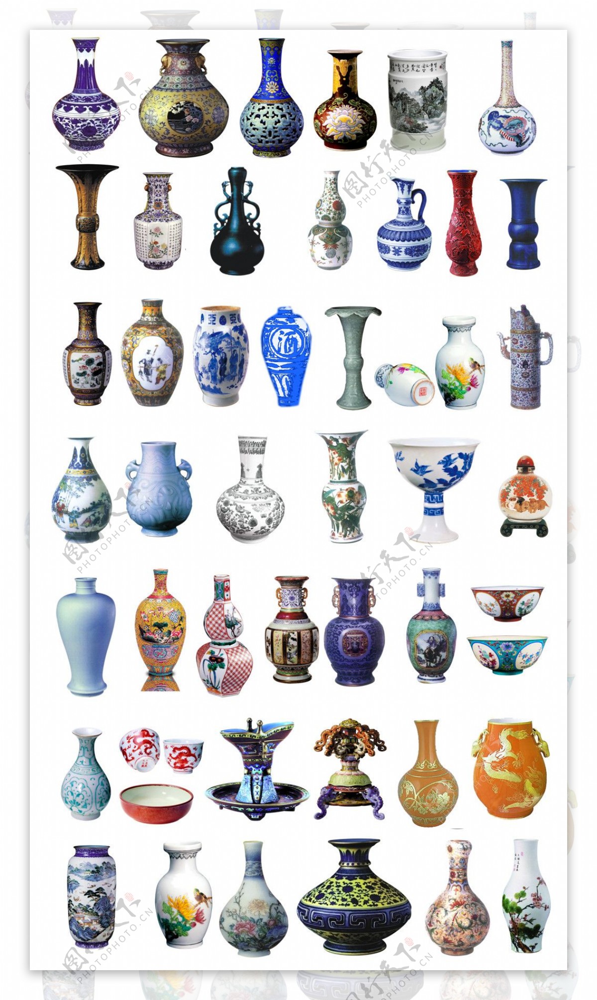 古代瓷器花瓶家具PNG免抠合集