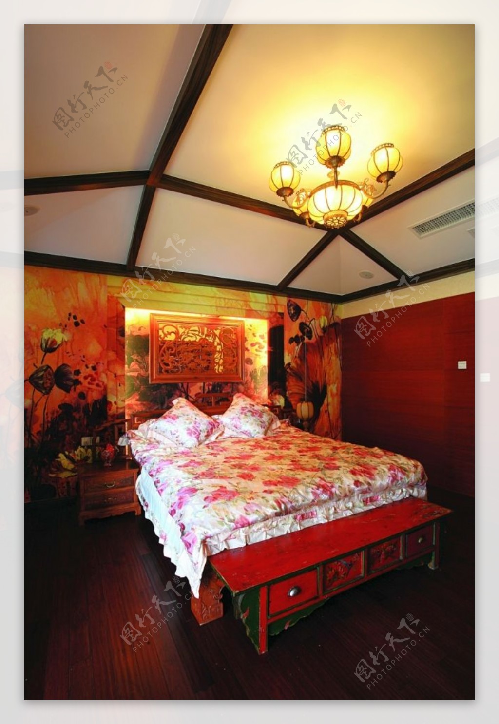 传统中国风格卧室别墅效果图设计
