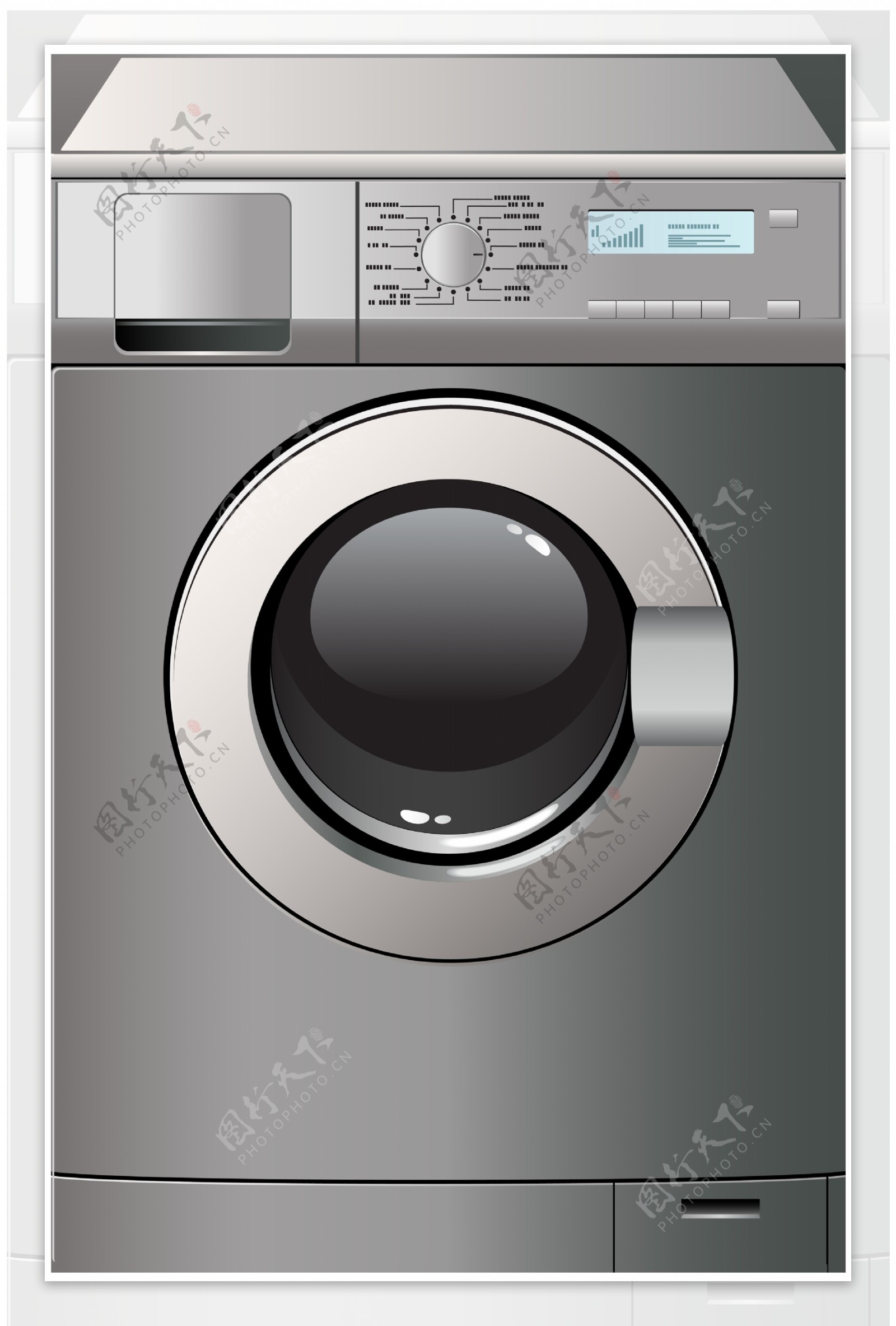 灰色时尚洗衣机免抠png透明图层素材