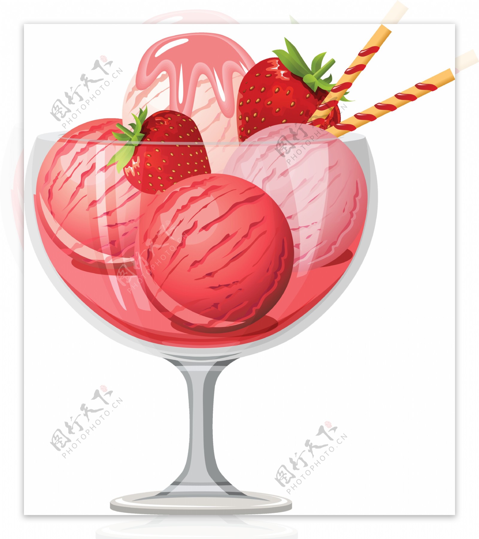 水果草莓冰淇淋免抠png透明图层素材