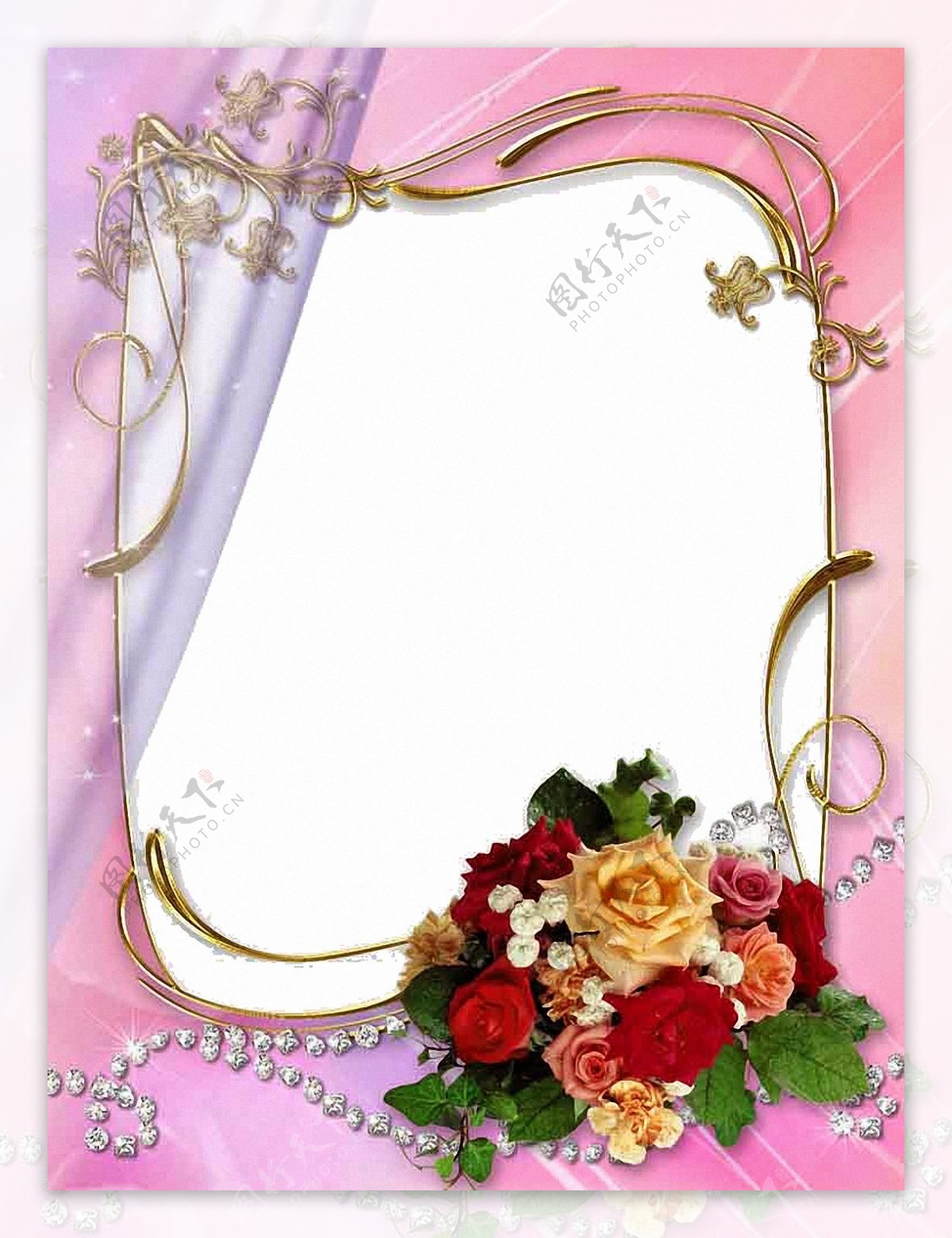 玫瑰婚礼边框免抠png透明图层素材