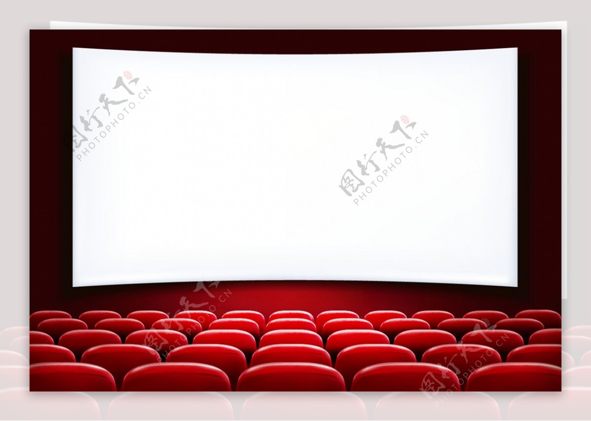 红色剧院中的大荧幕和座椅