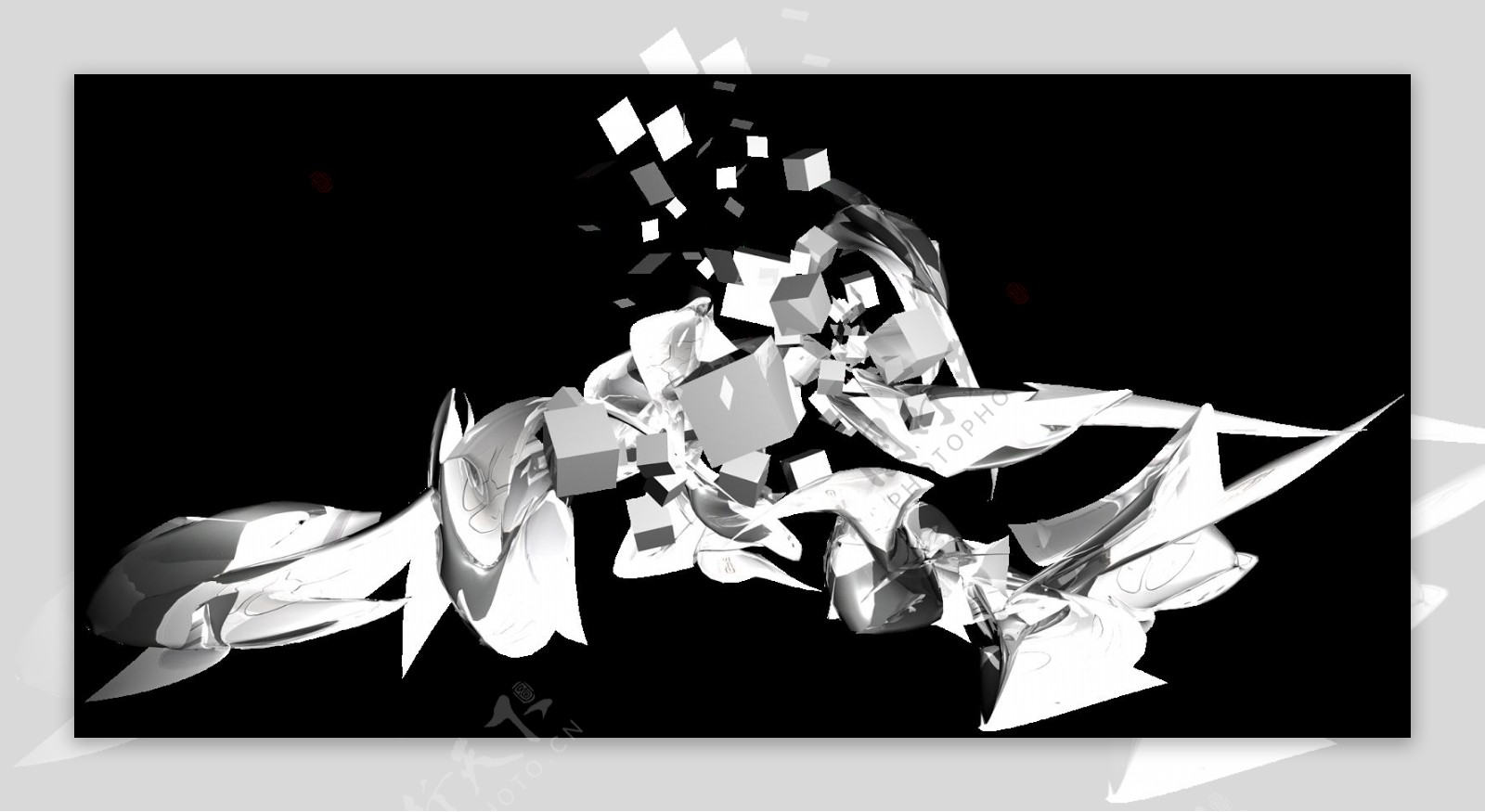 黑白色抽象效果图形免抠png透明图层素材