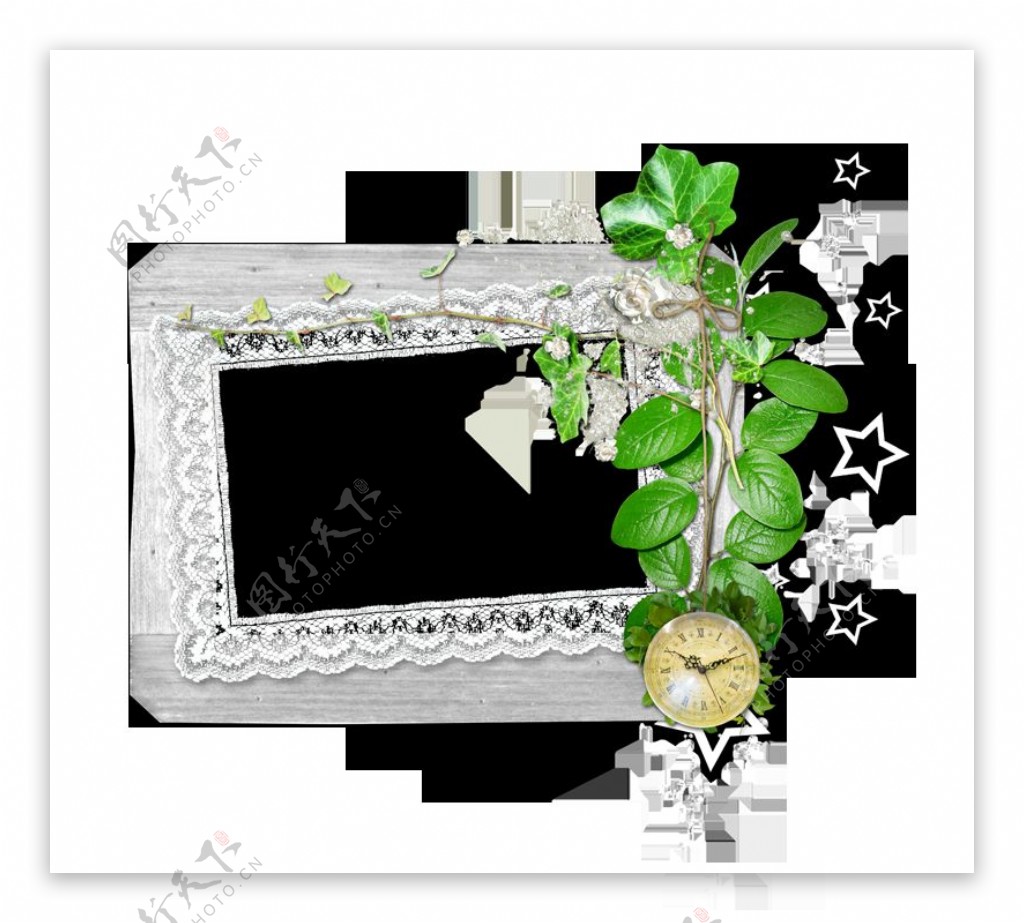 绿色叶子相框边框素材图片